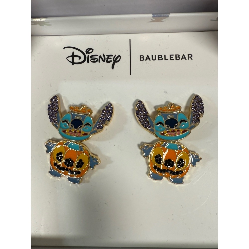 Disney Baublebar Stitch Halloween Pumpkin Earrings New in Box
